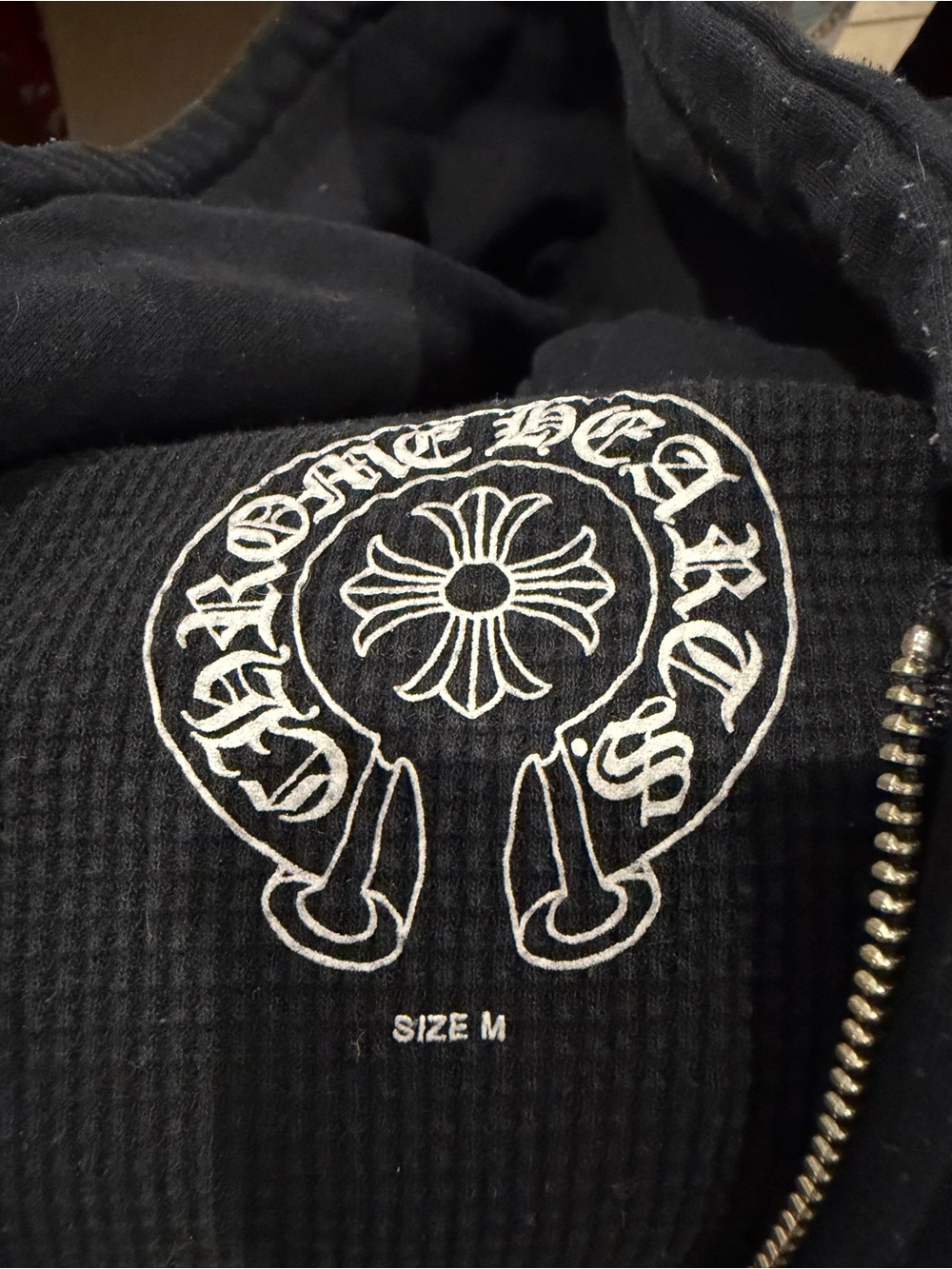 Vintage Chrome Hearts Black Star Zip-Up Hoodie with White Logo - Picture 5 of 11